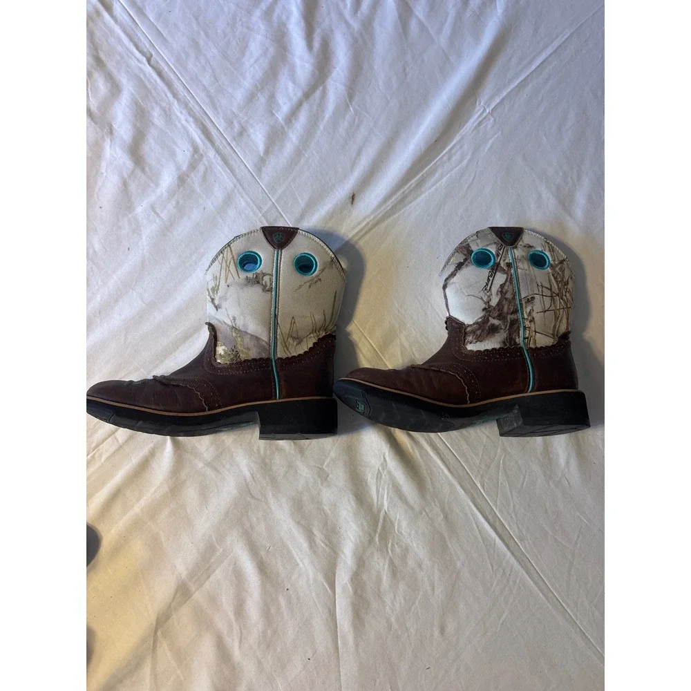 Ariat Fatbaby Western Boots Girls 1 Brown Camo Good True Timber Leather